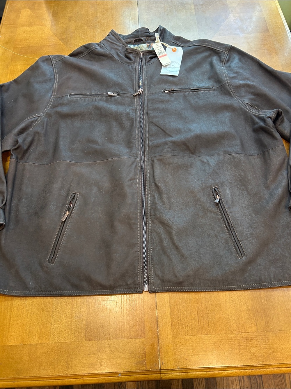 Tommy Bahama Dk Brown Lightweight Leather Full-Zip Jacket SZ 3X New w/tag*